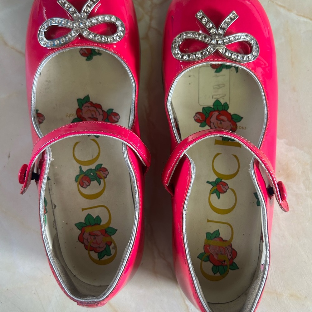 Gucci Kids Fuchsia Bow Mary Jane Shoes